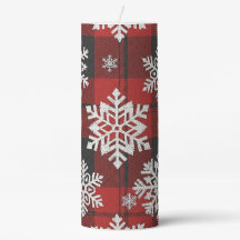 RED & BLACK PLAID PATTERN WITH WHITE SNOWFLAKES