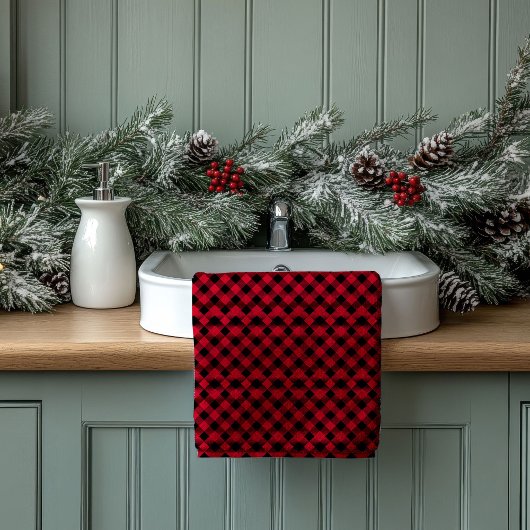 Red Black Plaid Towels Cozy Gift for New Homeowner Bad Handdoek