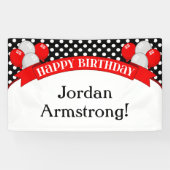 Red Black Polka Dot Balloon Birthday Banner (Horizontaal)