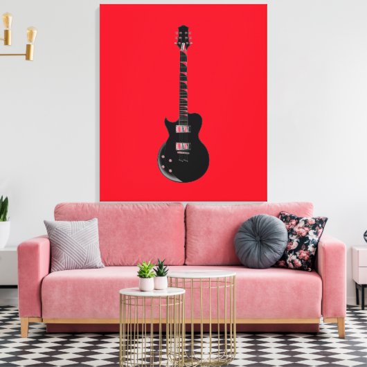 Red Black Pop Art Electric Gitar Canvas Afdruk (Insitu (Woonkamer))