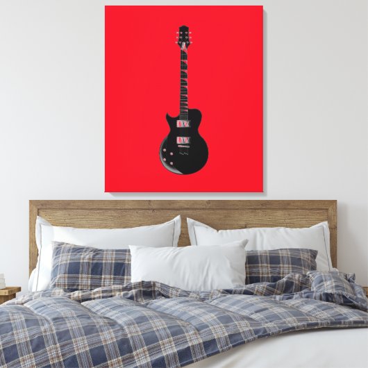 Red Black Pop Art Electric Gitar Canvas Afdruk (Insitu (Slaapkamer))
