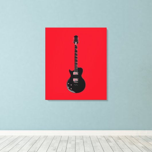Red Black Pop Art Electric Gitar Canvas Afdruk (Insitu (Houten vloer))