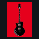 Red Black Pop Art Electric Gitar Poster<br><div class="desc">Muziekinstrumenten Illustraties van grafische ontwerpen</div>