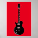 Red Black Pop Art Electric Gitar Poster<br><div class="desc">Muziekinstrumenten Illustraties van grafische ontwerpen</div>