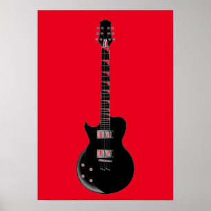Red Black Pop Art Electric Gitar Poster