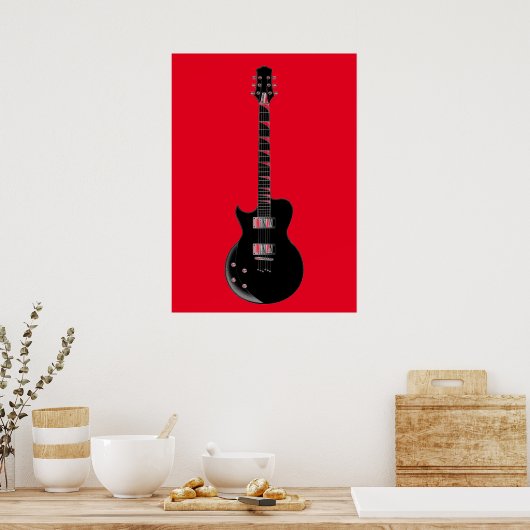 Red Black Pop Art Electric Gitar Poster (Keuken)