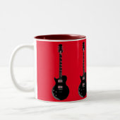 Red Black Pop Art Electric Gitar Tweekleurige Koffiemok (Links)