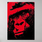 Red Black Pop Art Gorilla Face Poster (Voorkant)
