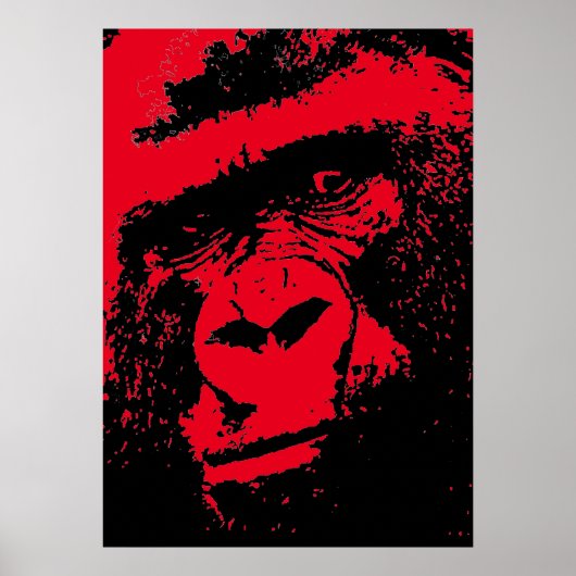Red Black Pop Art Gorilla Face Poster (Voorkant)