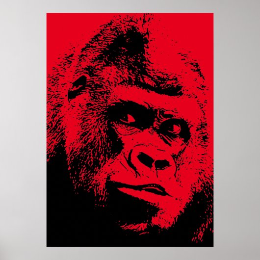 Red Black Pop Art Gorilla Poster (Voorkant)