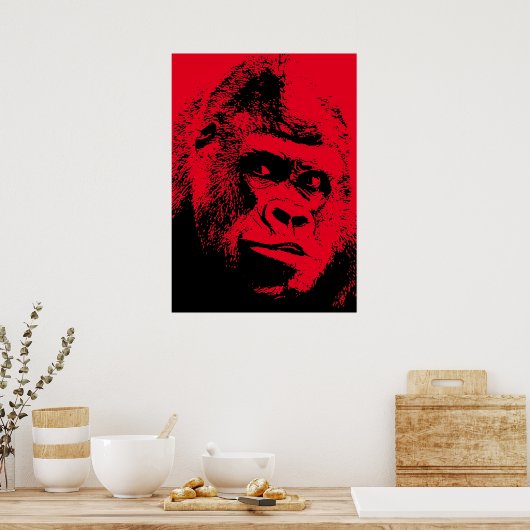 Red Black Pop Art Gorilla Poster (Keuken)