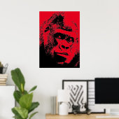 Red Black Pop Art Gorilla Poster (Thuiskantoor)