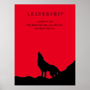 Red Black Pop Art Leadership Wolf Howling Poster