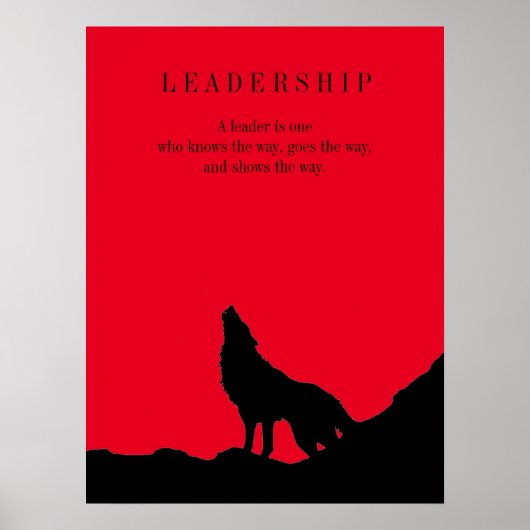 Red Black Pop Art Leadership Wolf Howling Poster (Voorkant)