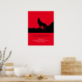 Red Black Pop Art Leadership Wolf Howling Poster (Keuken)
