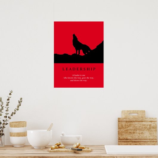 Red Black Pop Art Leadership Wolf Howling Poster (Keuken)