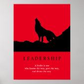 Red Black Pop Art Leadership Wolf Howling Poster (Voorkant)
