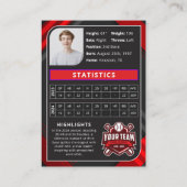 Red & Black Pro Baseball Trading Kaart Contactkaartje (Achterkant)