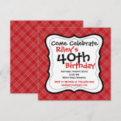 Red Black Pset 40th Birthday Party-uitnodigingen Kaart (Voorkant / Achterkant)