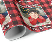 Red Black Pset Custom Photo Kerstfeestdag Cadeaupapier (Rol Hoek)