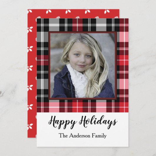 Red Black Pset Feestdagenkaart (Voorkant / Achterkant)