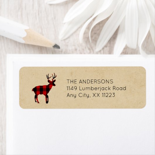 Red Black Pset Flannel Deer Silhouette Etiket (Insitu)