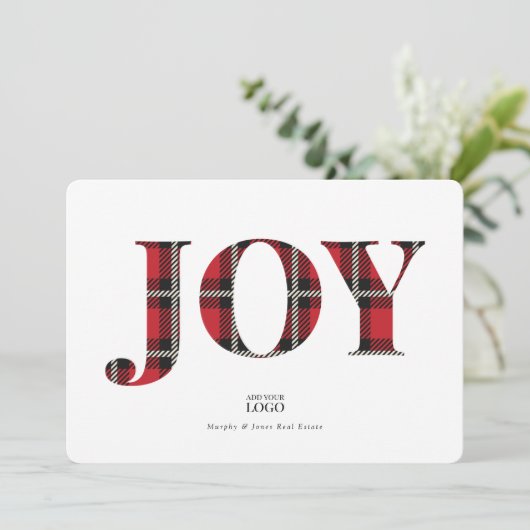 Red Black Pset Joy-kaart met Logo kerstkaart Kaart (Staand voorkant)