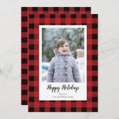 Red Black Pset-kerstfotokaarten Feestdagenkaart (Voorkant / Achterkant)