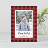 Red Black Pset-kerstfotokaarten Feestdagenkaart (Staand voorkant)