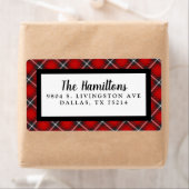 Red Black Pset-kerstterugzendadres Etiket (Insitu)