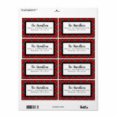 Red Black Pset-kerstterugzendadres Etiket (Full Sheet)