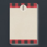 Red Black Pset Kraft Rustic Monogram Initiaal Post-it® Notes<br><div class="desc">Aangepast blocnote</div>