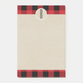 Red Black Pset Kraft Rustic Monogram Initiaal Post-it® Notes (Voorkant)