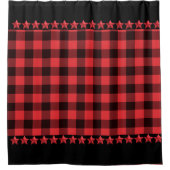Red & Black Pset Red Stars Accent Douchegordijn (Voorkant)