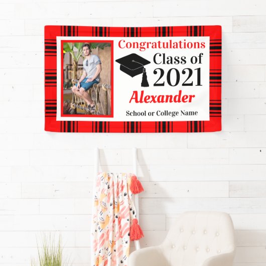 Red Black Pset School Colors Afstuderen Spandoek (Insitu)