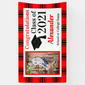 Red Black Pset School Colors Afstuderen Spandoek (Verticaal)