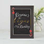 Red Black Queen of Hearts Vegas 21st Birthday Kaart (Staand voorkant)