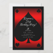 Red Black Queen of Hearts Vegas 21st Birthday Kaart (Achterkant)