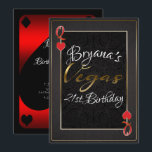 Red Black Queen of Hearts Vegas 21st Birthday Kaart<br><div class="desc">Aanpassen voor elke gebeurtenis</div>
