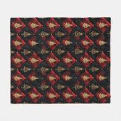  Red Black Quilt Squares Gold Christmas Trees Fleece Deken (Voorkant (Horizontaal))