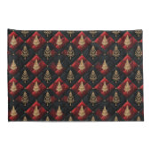  Red Black Quilt Squares Gold Christmas Trees Kussensloop (Achterkant-Rechts)