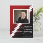 Red Black Racing Stripe Birthday Party Uitnodiging (Staand voorkant)