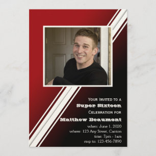 Red Black Racing Stripe Birthday Party Uitnodiging