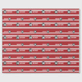 Red Black Racing Stripes Aangepast naamnummer Cadeaupapier (Vlak)