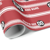 Red Black Racing Stripes Aangepast naamnummer Cadeaupapier (Rol Hoek)