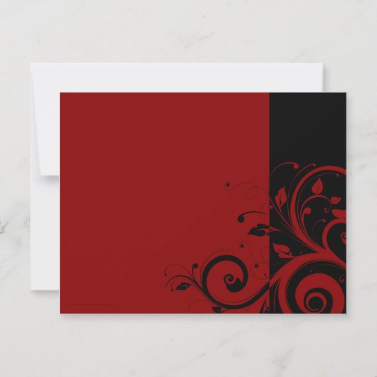 Red+Black Reverse Swirl Vakantie Party Uitnodiging (Achterkant)