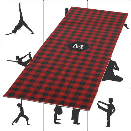 Red Black Rob Roy Tartan Monogram Initiaal Yogamat