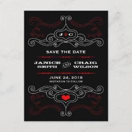 Red & Black Rock 'n' Roll Music Thed Wedding Aankondigingskaart