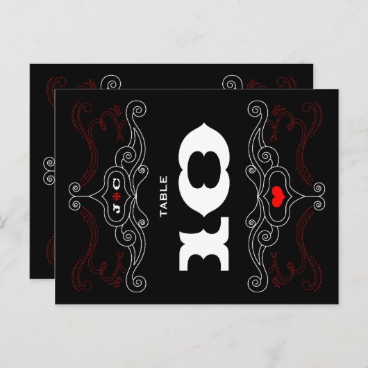 Red & Black Rock 'n' Roll Music Thed Wedding Briefkaart (Voorkant / Achterkant)