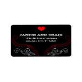 Red & Black Rock 'n' Roll Music Thed Wedding Etiket (Voorkant)